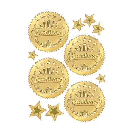 Trend Enterprises Excellence (Gold) Award Seals Stickers, 32 Per Pack, PK6 T74003
